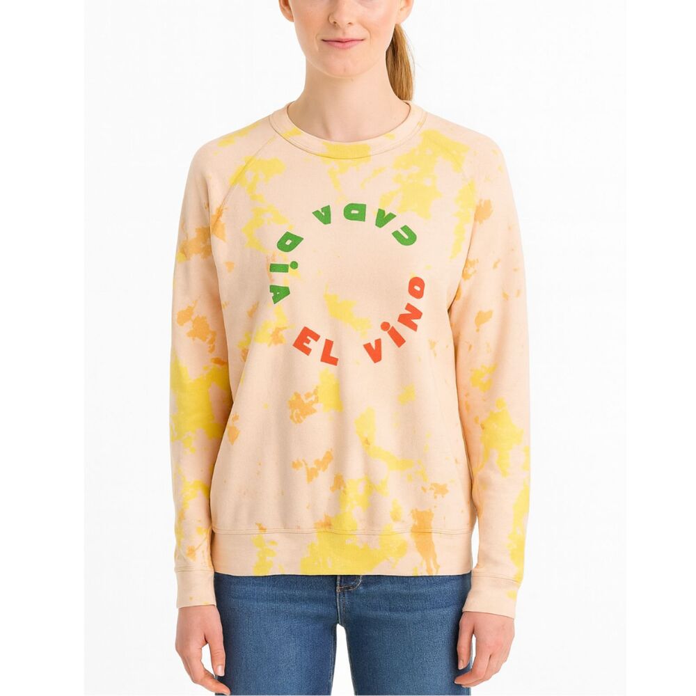 Clare V El Vino Women’s Small Blush Tie Dye Sweatshirt Graphic Cozy Casual Chic